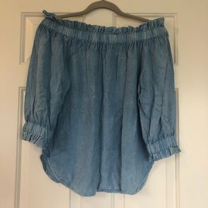 Off-The-Shoulder Blue Top